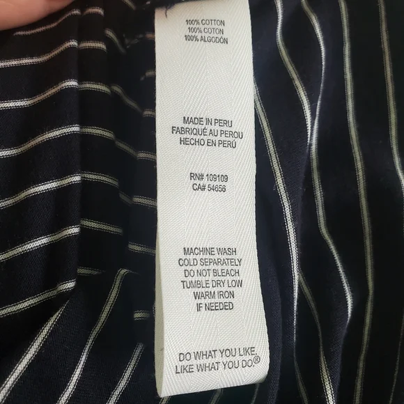 Vince Navy Blue Cotton Knit Striped Crew Neck Boxy Cut Long Sleeve T-Shirt S - Picture 12 of 12